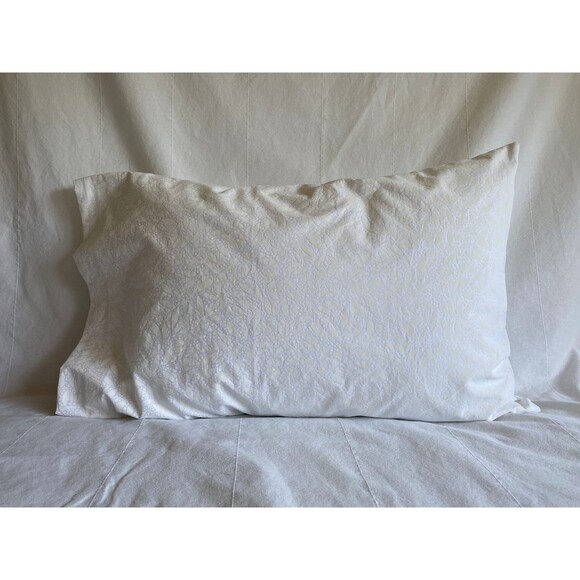 White on White Leaf Pattern Pillowcase | Handmade | 100% Cotton - Picture 1 of 4